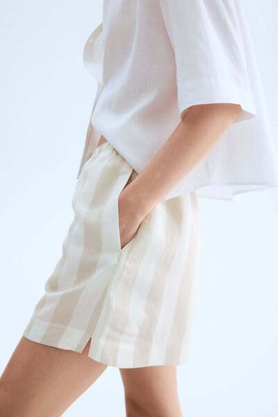 H&M Linen-blend drawstring shorts