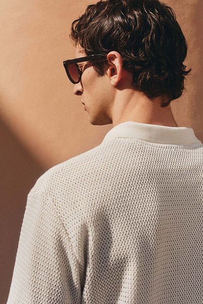 H&M Regular Fit Hole-knit polo shirt