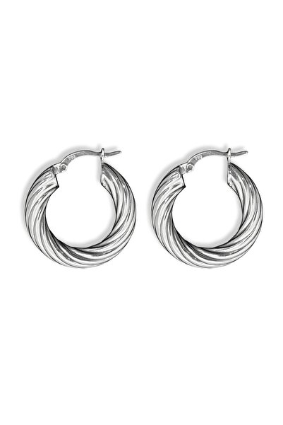 oya silver Kalın Burgu Gümüş Halka Küpe 2.5x2.5CM