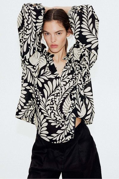 H&M Band-collar blouse