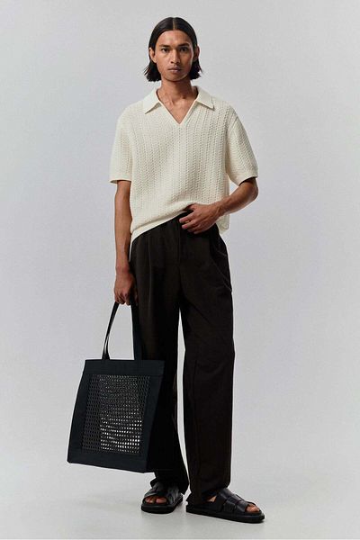H&M Regular Fit Textured-knit polo shirt