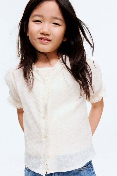 H&M Lace-trimmed Cotton Blouse