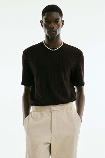 H&M Regular Fit Rib-knit T-shirt
