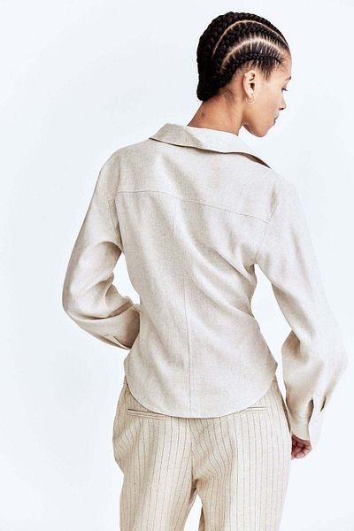 H&M Gathered linen-blend shirt
