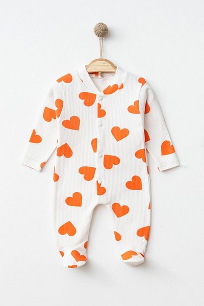 Minytrendy Baby Girl Newborn Romper Heart Pattern Stretchy Snap Romper Hospital Outlet Infant