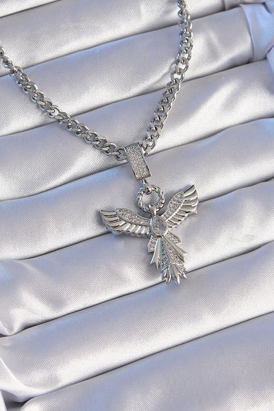 Skygo 316L Steel Silver Color Zircon Stone Phoenix Model Necklace - Tj-Bko8892