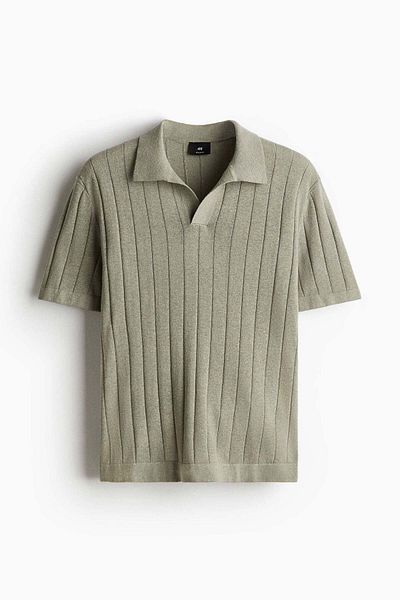 H&M Regular Fit Linen-blend Polo Shirt
