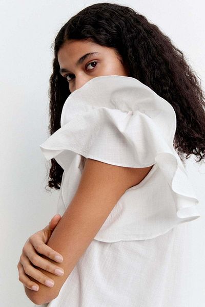 H&M Flutter-sleeve dress with broderie anglaise