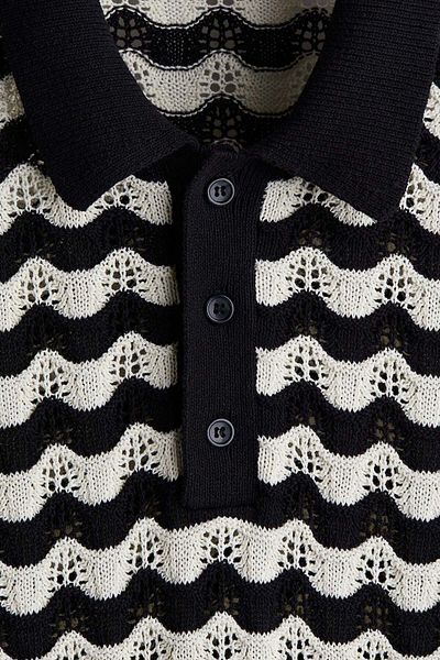 H&M Regular Fit Pointelle-knit polo shirt