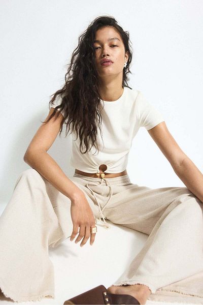 H&M Linen-blend drawstring trousers