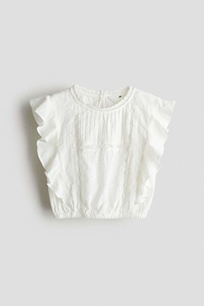 H&M Flounce-trimmed cotton blouse