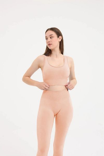 MELOOX Detailed Ribbed Yoga Fitness Leggings Set