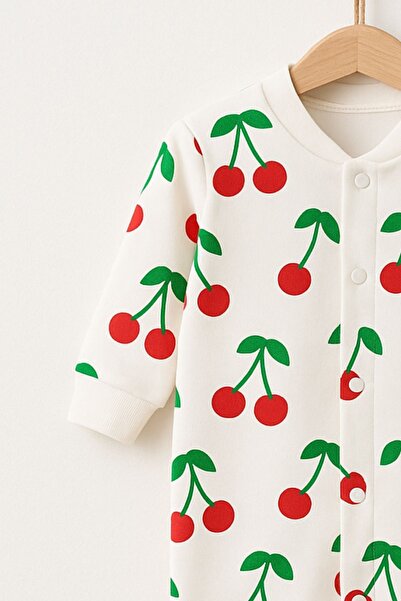 Minytrendy Baby Girl Newborn Jumpsuit Cherry Pattern Stretchy Snap Romper Hospital Outlet Infant