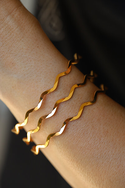 Yenigün Kuyumculuk 14 Ayar Altın Üçlü Zikzak Ajda Bilezik