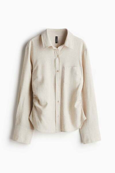 H&M Gathered linen-blend shirt