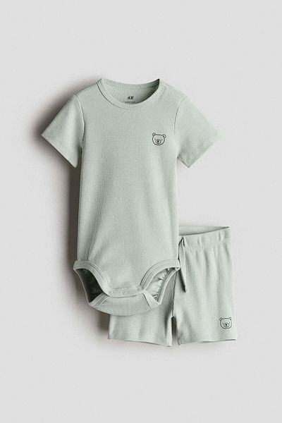 H&M 2-piece ribbed cotton set