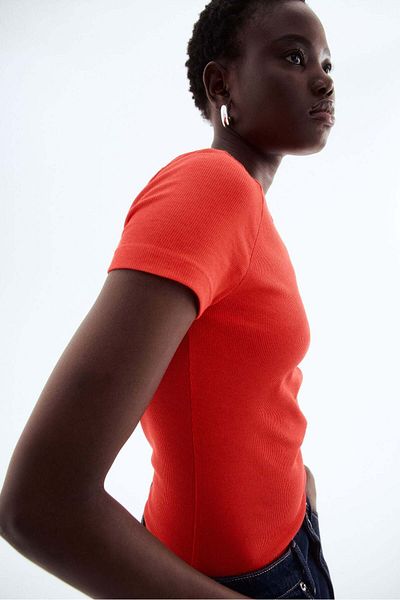 H&M Ribbed Modal-blend T-shirt