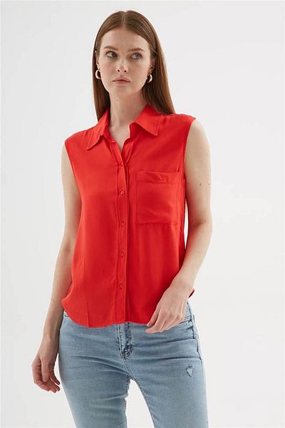 Fashion Friends Sleeveless Red Women's Shirt 25Y0382K1