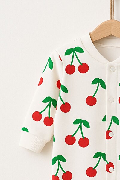 Minytrendy Baby Girl Newborn Jumpsuit Cherry Pattern Stretchy Snap Romper Hospital Outlet Infant