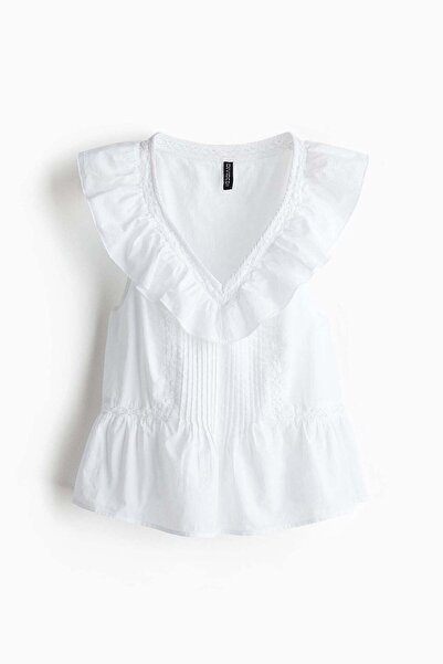 H&M Frill-trimmed cotton vest top