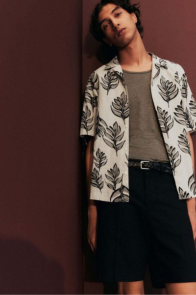 H&M Regular Fit Linen-blend resort shirt