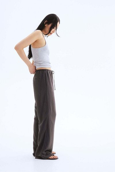 H&M Straight linen-blend trousers
