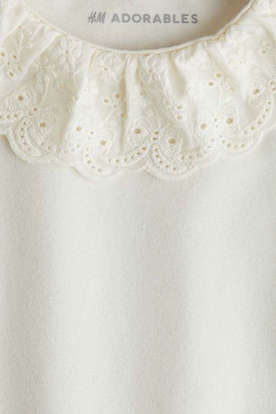 H&M Broderie anglaise-collar cotton bodysuit