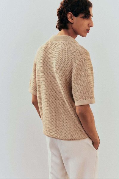 H&M Regular Fit Textured-knit Resort Shirt