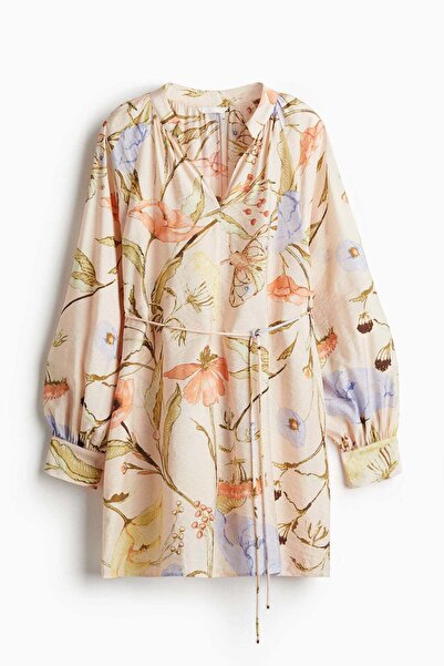 H&M فستان تونيك بحزام ربط