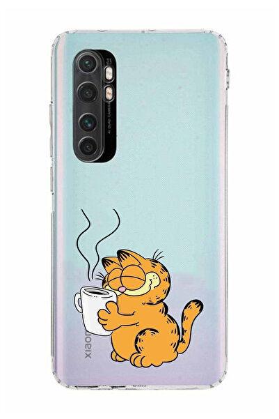 moonset Xiaomi Mi Note 10 Lite Uyumlu Garfield Tasarımlı Baskılı Şeffaf Telef...