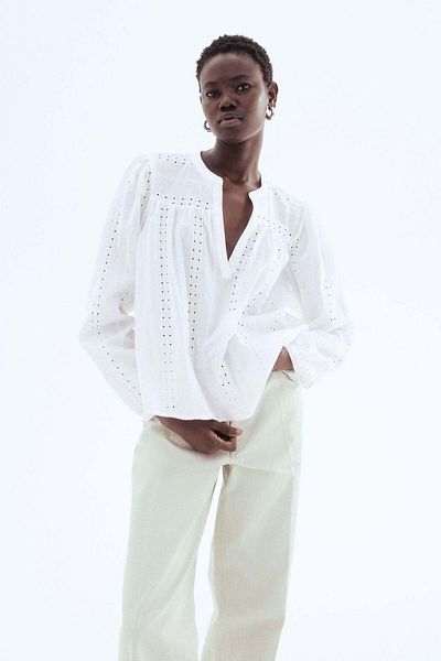 H&M Embroidered Cotton Blouse