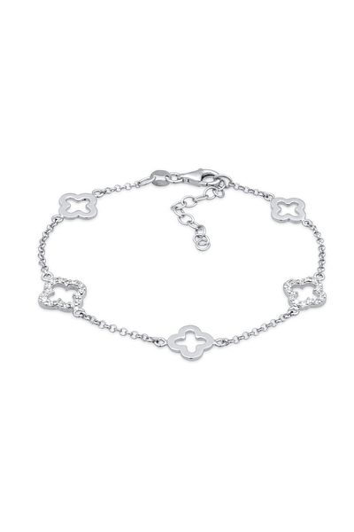 ELLI Brățară cu pietre pentru femei, lanț cu zirconiu, tăietură diamantată, alb, din sterlină 925