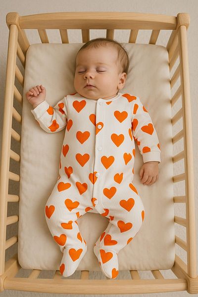 Minytrendy Baby Girl Newborn Romper Heart Pattern Stretchy Snap Romper Hospital Outlet Infant