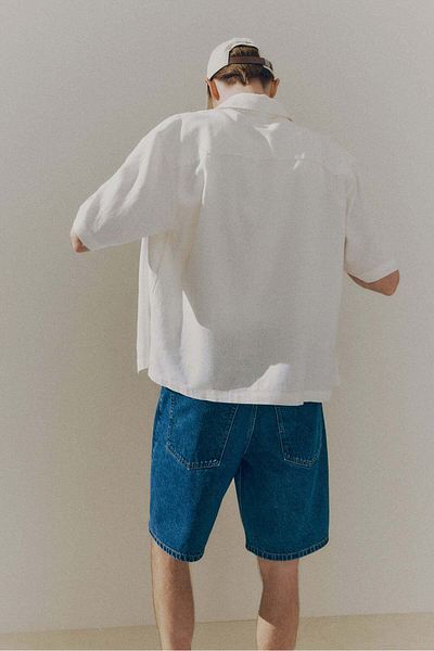 H&M Loose Fit Short-sleeved linen-blend shirt