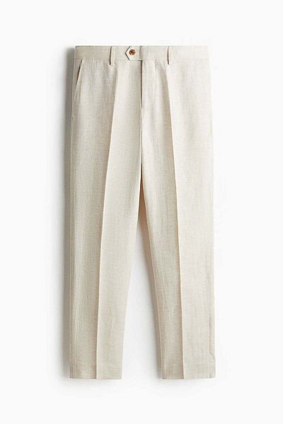 H&M Regular Fit Tailored Linen-blend Trousers