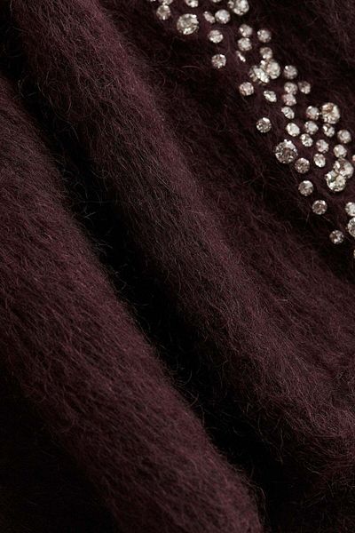 H&M Rhinestone-embellished mohair-blend top