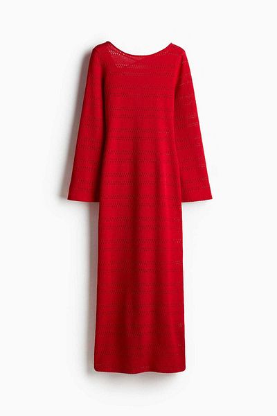 H&M Lacing-detail hole-knit dress