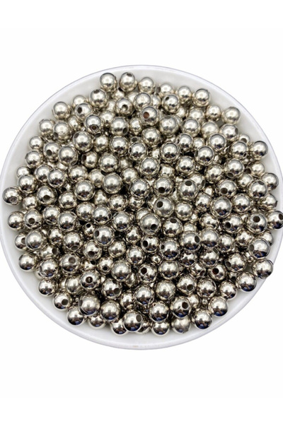 Hobimos 250 Pcs 8 mm Silver Color Ccb Metal Look Acrylic Plastic Beads