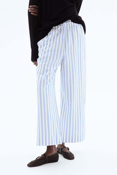H&M Cropped Linen-blend Trousers