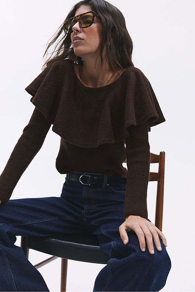H&M Flounced off-the-shoulder jumper
