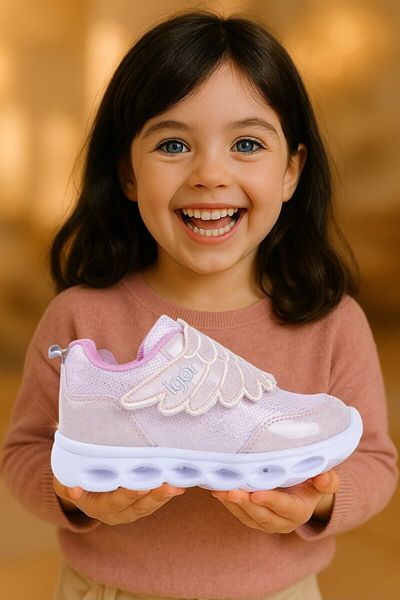 IGOR Bella Powder - Pink Girl's Lighted Velcro Sneakers