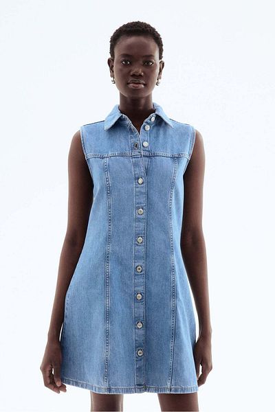 H&M Sleeveless Denim Shirt Dress