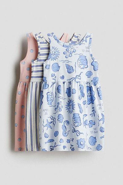 H&M 3-pack printed cotton dresses