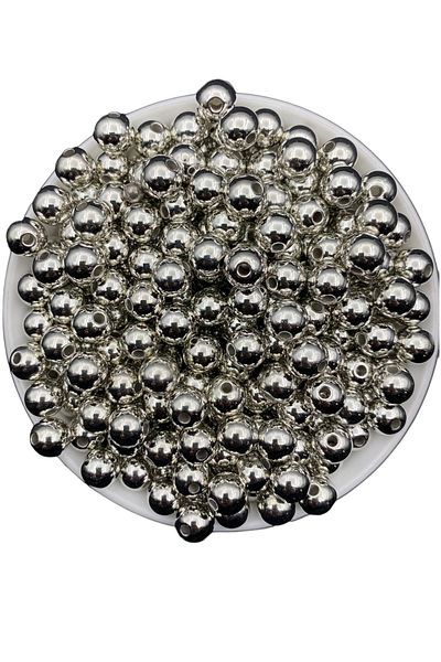 Hobimos 500 Pcs 10 mm Silver Color Ccb Metal Look Acrylic Plastic Beads