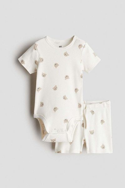 H&M 2-piece ribbed cotton set