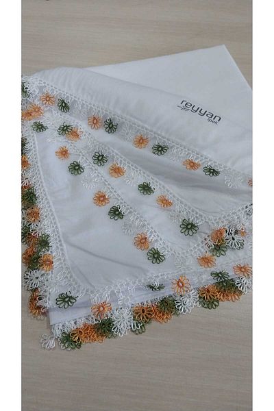 Papatyam Handwork Crochet and Shuttle Embroidered Writing/Crochet and Shuttle Handwork Writing/Dowry Yemeni/100X100/Reyyan.