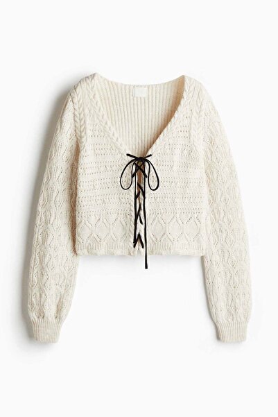 H&M Lacing-detail pointelle-knit cardigan