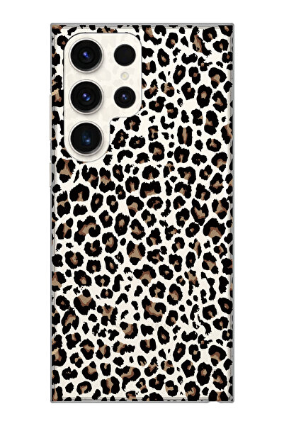 moonset Samsung Galaxy S25 Ultra Uyumlu Leopar Tasarımlı Baskılı Şeffaf Telef...