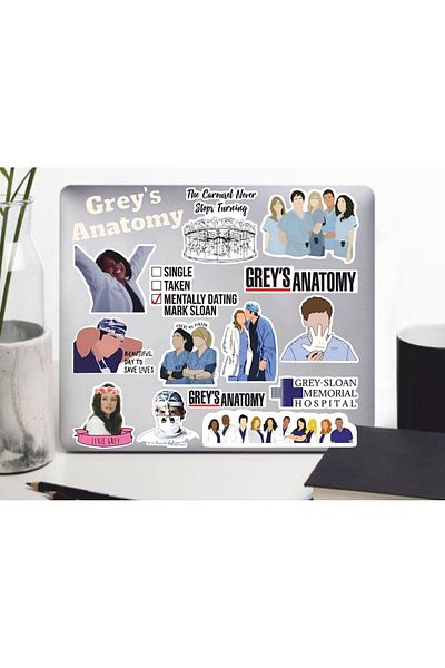 hediyenebak Grey's Anatomy Sticker Set |   Laptop Agenda Pc Tablet Phone Notebook Sticker Bullet Journal