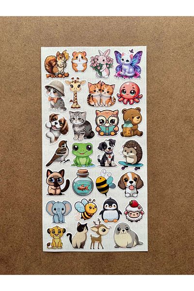 hdsticker 190 Pieces Cute Sticker Cat, Flower, Vegetable, Cake, Animal, Fruit Tutorial Kids Room Sticker Set